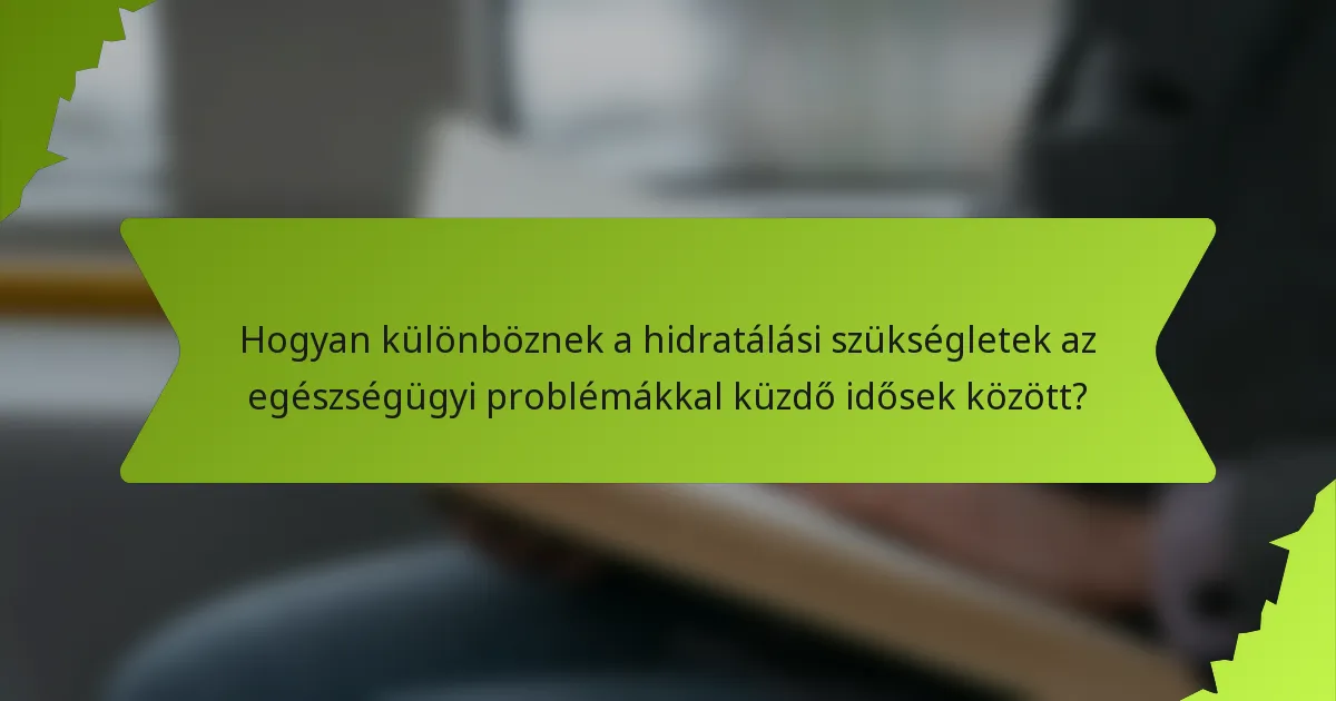 Hogyan különböznek a hidratálási szükségletek az egészségügyi problémákkal küzdő idősek között?