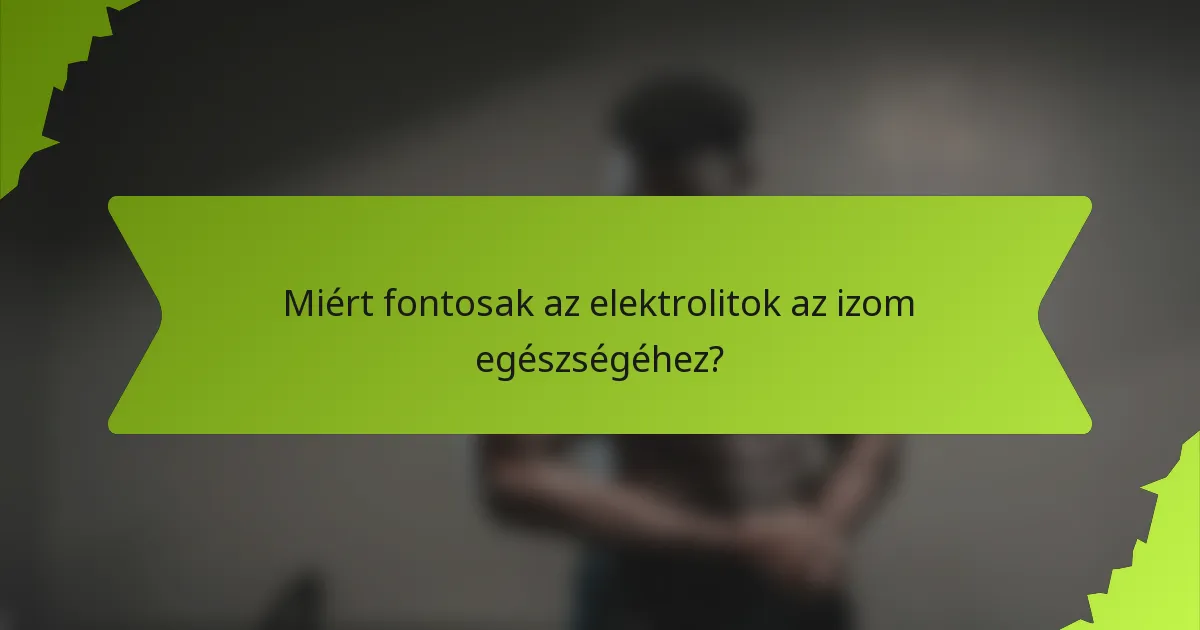 Miért fontosak az elektrolitok az izom egészségéhez?